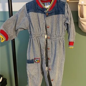 Vintage Levi’s Denim Kids Jumpsuit with Red Accents